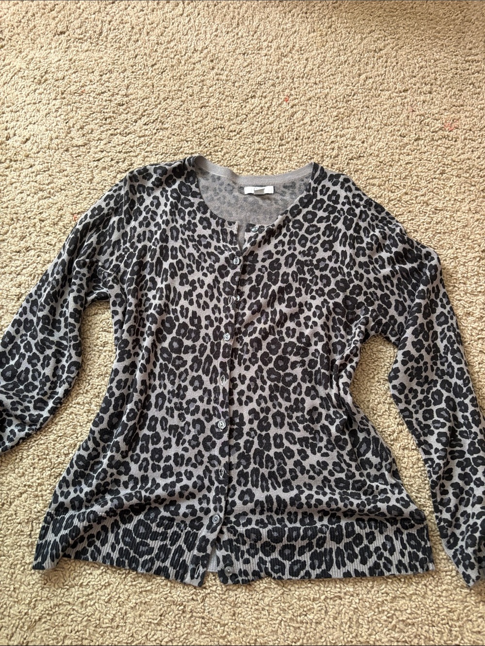 croft & barrow Gray and Black Leopard Print Cardigan